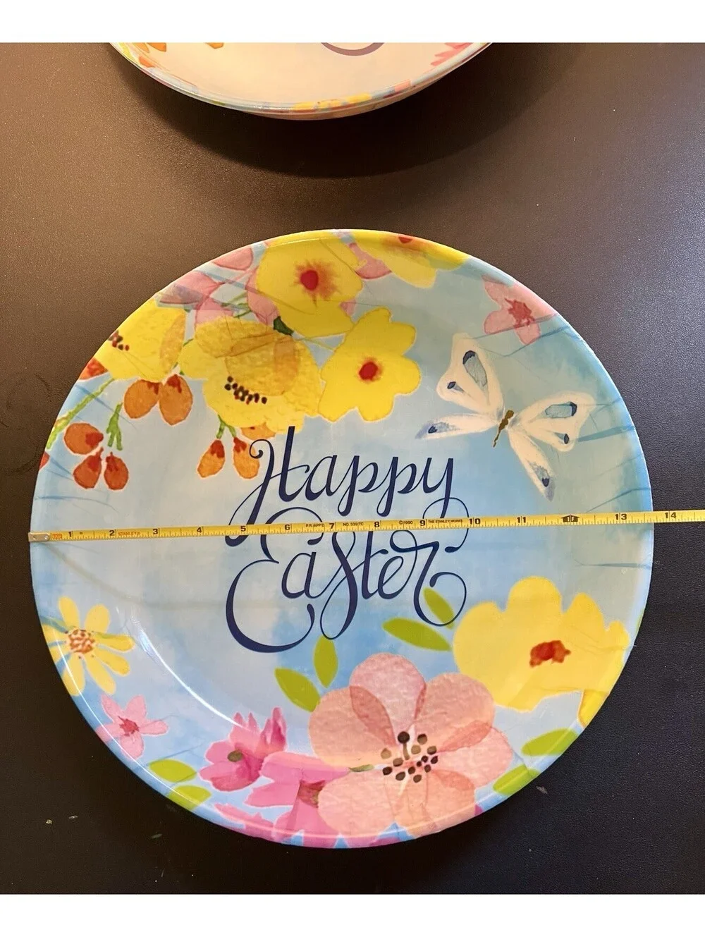 Vintage 2000s 3 Serving Bowls Happy Easter Floral Melamine Butterfly, 13.5x2”